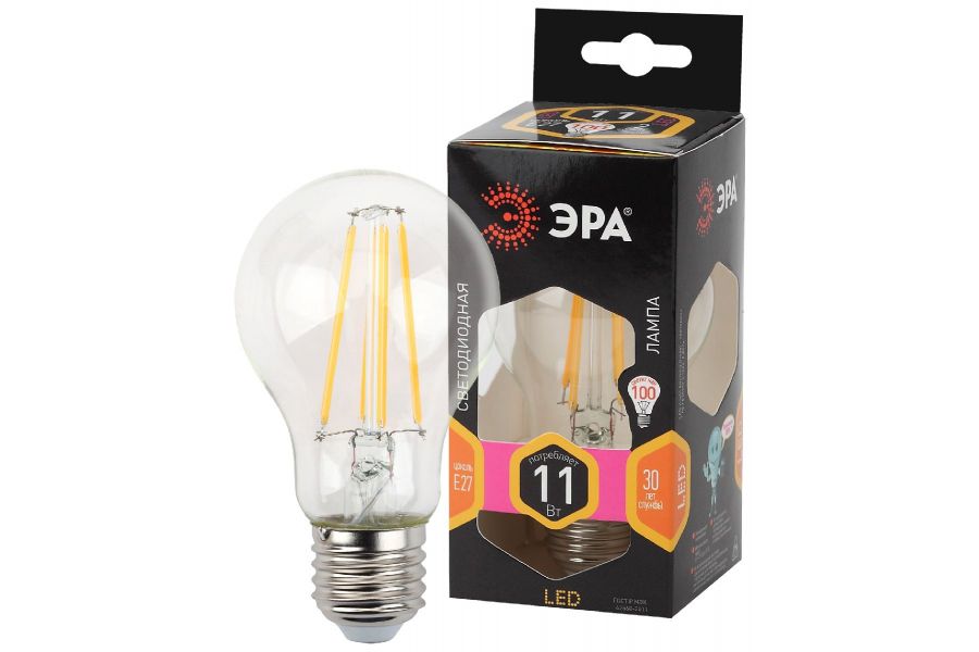 Лампа светодиодная Эра E27 11W 2700K F-LED A60-11W-827-E27 Б0035025