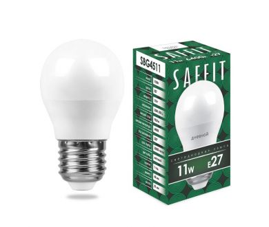 Лампа светодиодная Saffit SBG4511 шар E27 11W 6400K 55141