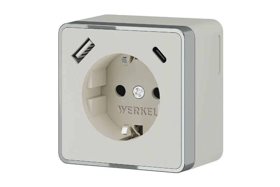 Розетка с заземлением, шторками и USB тип A+C Werkel Gallant W5071703 4690389179600 a057699