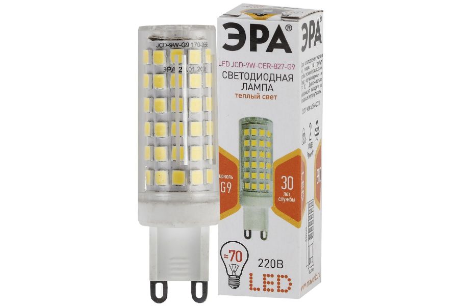 Лампа светодиодная Эра G9 9W 2700K LED JCD-9W-CER-827-G9 Б0033185