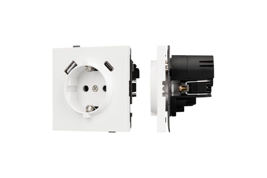 Механизм розетки с USB зарядкой Arlight SCT-TENDO-MUAC-SFPL-WH (230V, 16A) 054610