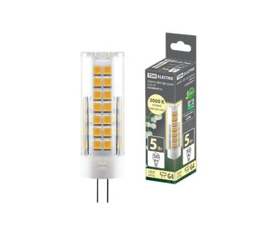 Лампа светодиодная TDM Electric G4 5W 3000K прозрачная SQ0340-0216