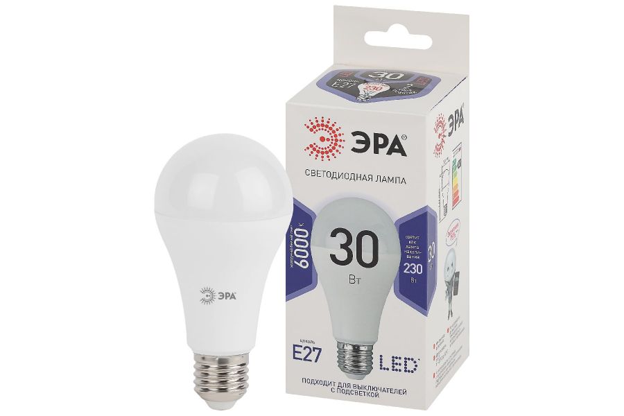 Лампа светодиодная Эра E27 30W 6000K LED A65-30W-860-E27 Б0048017