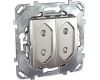 Розетка двухмодульная Schneider Electric Unica б/з со шторками 10A 250V MGU5.3131.30ZD