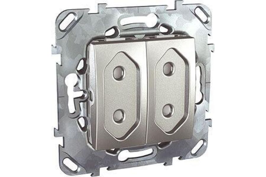 Розетка двухмодульная Schneider Electric Unica б/з со шторками 10A 250V MGU5.3131.30ZD