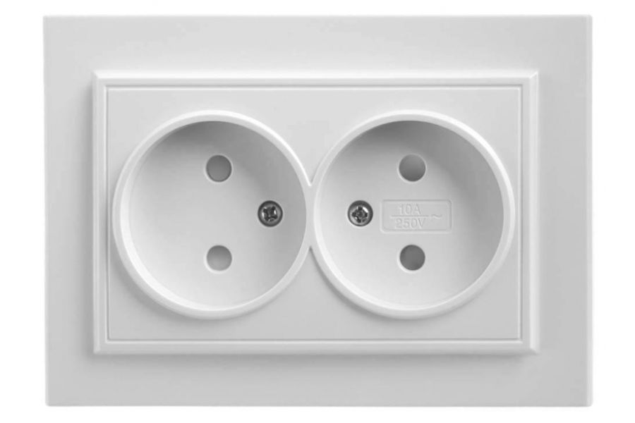 Розетка двойная Feron Stekker Эрна б/з 10A 250V белый PST10901301 39053