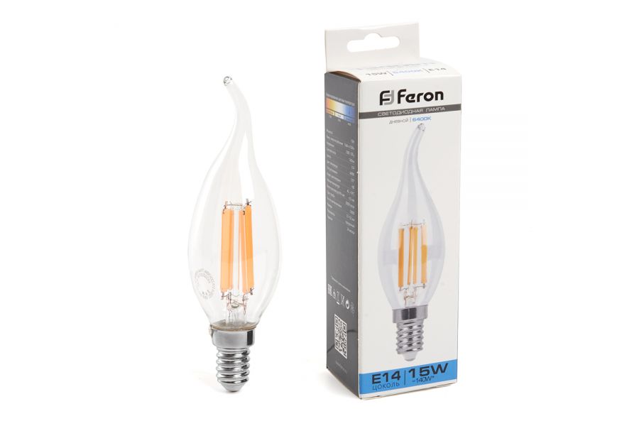 Лампа светодиодная Feron LB-718 Свеча на ветру E14 15W 6400K 38264