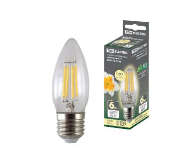 Лампа светодиодная филаментная TDM Electric E27 6W 2700K прозрачная SQ0340-0298