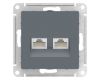 Розетка двойная компьютерная RJ45+RJ45 кат. 6А, механизм Systeme Electric AtlasDesign Грифель ATN000788