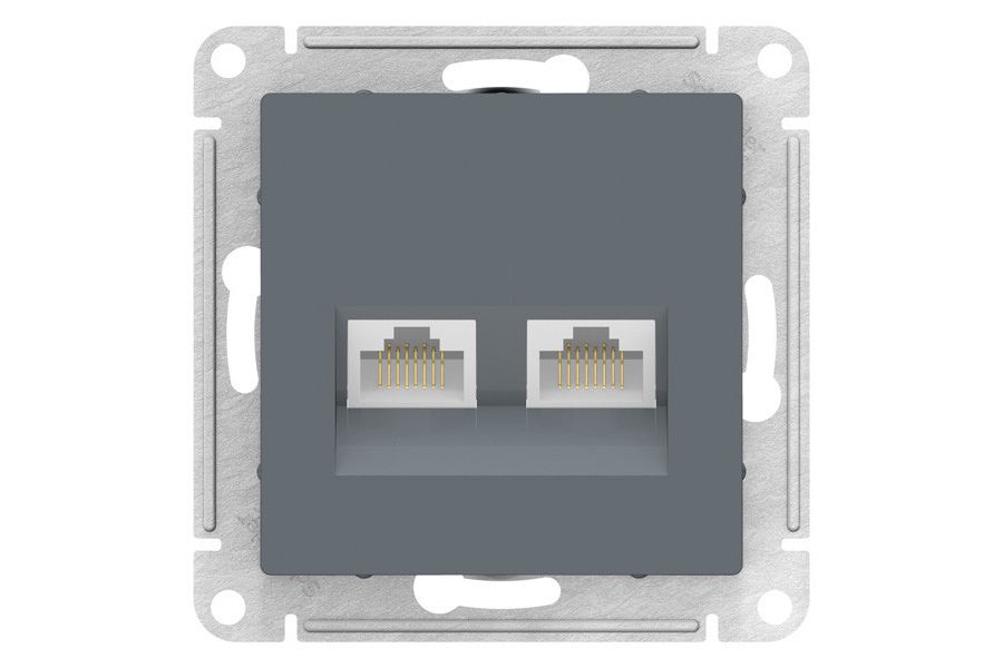 Розетка двойная компьютерная RJ45+RJ45 кат. 6А, механизм Systeme Electric AtlasDesign Грифель ATN000788