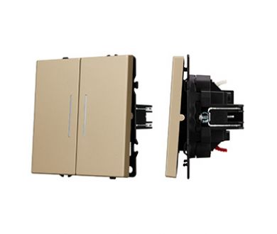 Механизм звонкового выключателя двухклавишный Arlight LED SWT-NOBE-MKR2-SFPL-L-GD (230V, 10A) (Золотой песок) 061743(1)