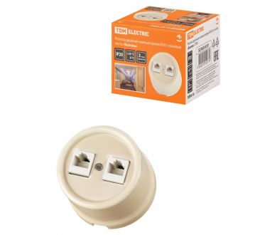 Розетка двойная компьютерная RJ45 сл. кость Болонь TDM Electric SQ1820-0351