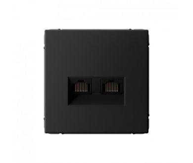 Розетка двойная компьютерная RJ45+RJ45, кат. 5е, механизм Systeme Electric ArtGallery Карбон GAL001085