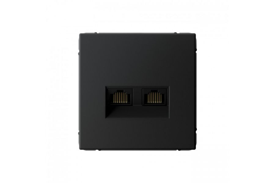 Розетка двойная компьютерная RJ45+RJ45, кат. 5е, механизм Systeme Electric ArtGallery Карбон GAL001085