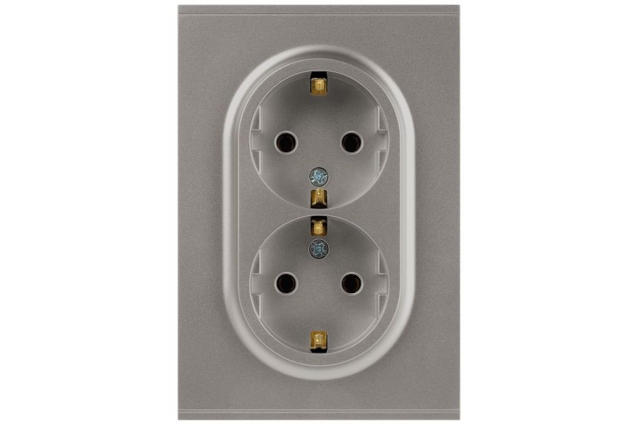 Розетка Эра Arktik 16-2104-07 двойная с заземлением 2X2P+E Schuko 16А-250В титан Б0070450