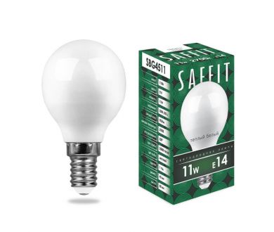 Лампа светодиодная Saffit SBG4511 шар E14 11W 2700K 55136