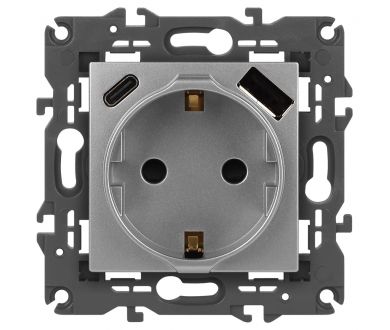 Розетка со шторками с USB type-A+C Эра Elegance 14-4108-03 Б0067741
