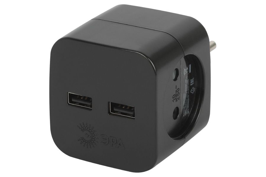 Разветвитель электрический Эра SP-2-USB-B Б0049535