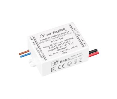 Блок питания Arlight ARPJ-SP-42100-PFC-TRIAC-MINI (4W, 21-42V, 100mA) 047584
