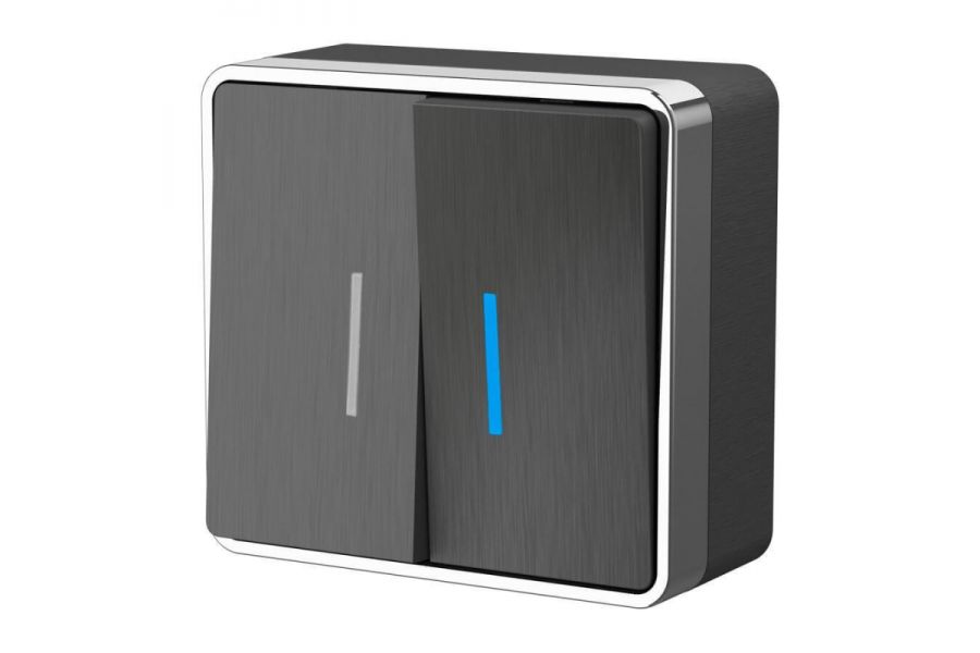 Выключатель двухклавишный с подсветкой Werkel Gallant графит рифленый W5020104 4690389164194