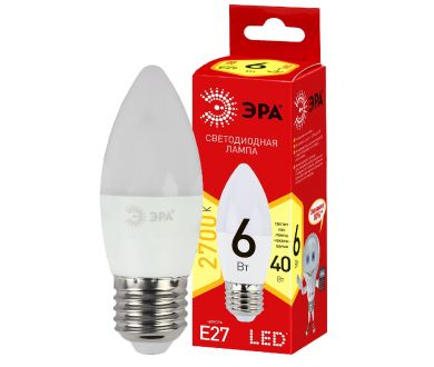 Лампа светодиодная Эра E27 6W 2700K ECO LED B35-6W-827-E27 Б0020620