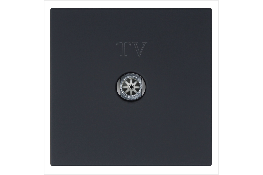 Розетка TV Φ9.5mm оконечная с накладкой, цвет Черный матовый (soft touch) Jasmart FD6001PBM