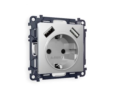 Комплект механизма розетки 2USB A+A 18W (быстрая зарядка) с/з Ambrella Volt Alfa MA409010