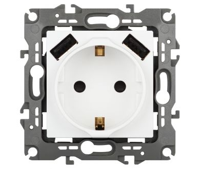 Розетка со шторами и 2 USB Эра 12-4109-01М Б0065728
