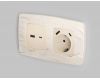 Лицевая панель для розетки с/з со шторками 2USB A+C Ambrella Volt Omega OP3100