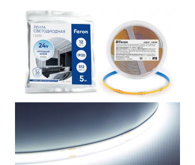 Светодиодная лента Feron LS530 512SMD 12Вт/м 24В 6500К IP20 48968