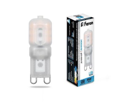 Лампа светодиодная Feron G9 5W 6400K Прямосторонняя Матовая LB-430 25638
