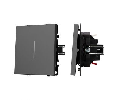 Выключатель проходной 1 кл подсветка софт-тач серый базальт Arlight SWT-MKP1-SFPL-L-GR (250V, 10A) 054263(1)