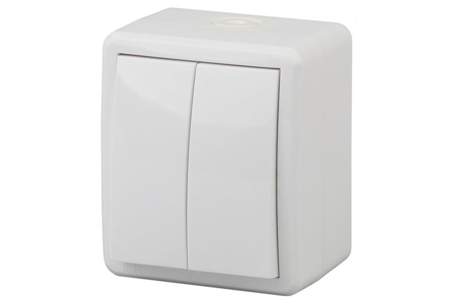 Выключатель двухклавишный ЭРА Эксперт 10AX 250V IP54 11-1404-01 Б0020675