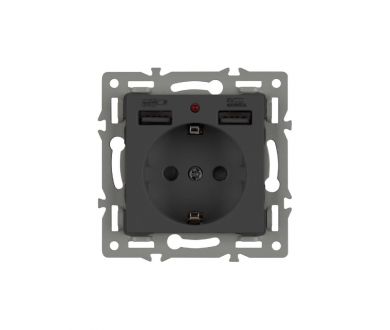 Механизм розетки с USB зарядкой Arlight SCT-MUAA-PL-BK (250V, 16A) 043734