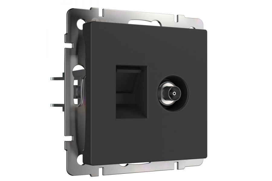 Розетка Werkel TV/RJ-45 6 кат черный матовый W1181308 4690389174483