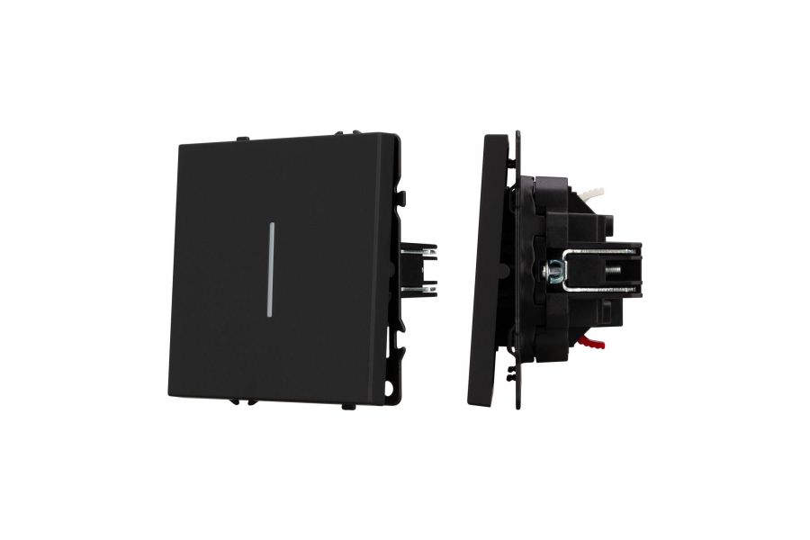 Выключатель проходной 1 кл подсветка софт-тач черный оникс Arlight SWT-MKP1-SFPL-L-BK (250V, 10A) 054261(1)