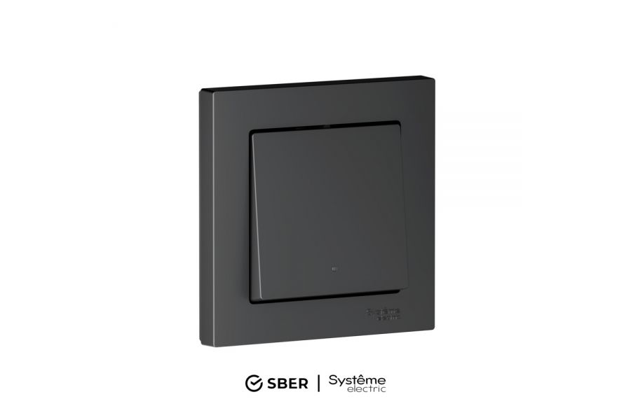 Выключатель 1-кл с подсв., Zigbee, сх.1, L+N, 10А SBER Systeme Electric AtlasDesign Smart Карбон ATN001013Z
