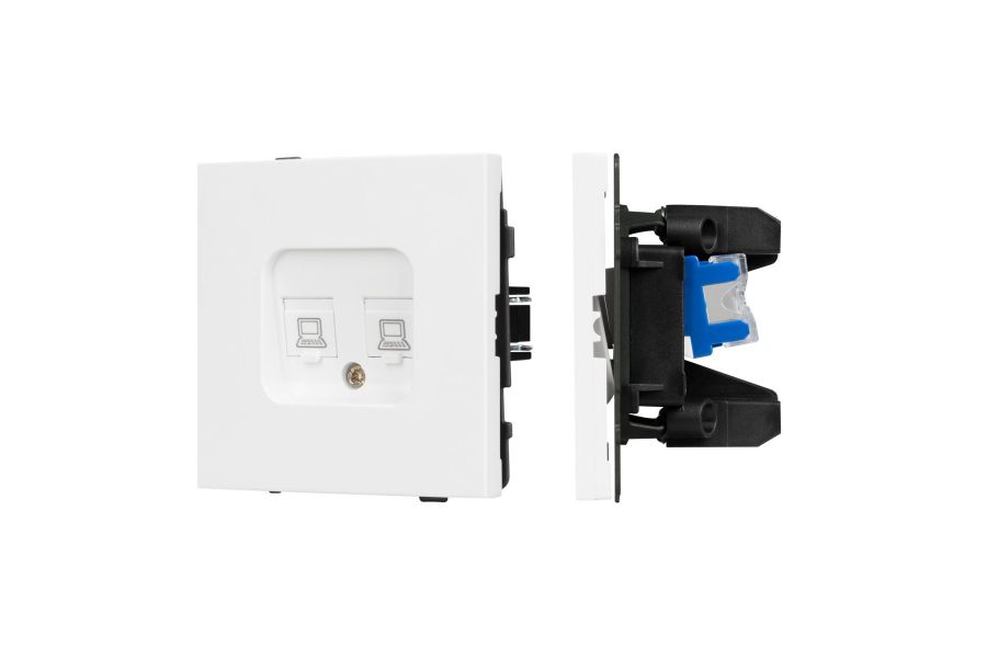 Механизм компьютерной розетки двойной Arlight SCT-TENDO-MPC2-PL-WH (RJ-45, CAT6) 054100