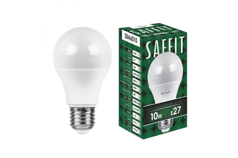 Лампа светодиодная Saffit SBA6010 шар E27 10W 4000K 55005