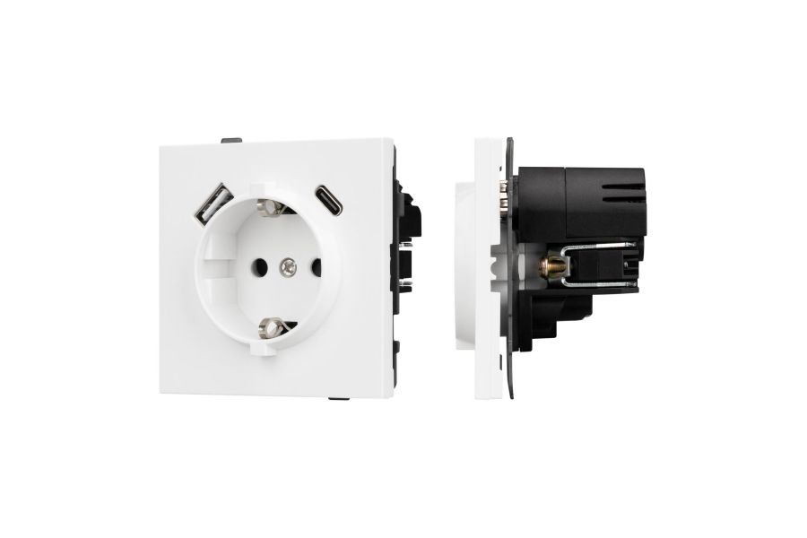 Механизм розетки с USB зарядкой Arlight SCT-TENDO-MUAC-PL-WH (230V, 16A) 054086