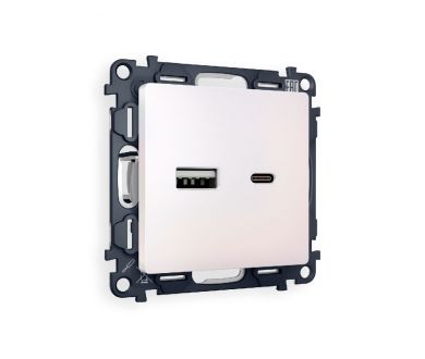 Комплект механизма розетки 2USB A+C 20W (быстрая зарядка) Ambrella Volt Alfa MA211010