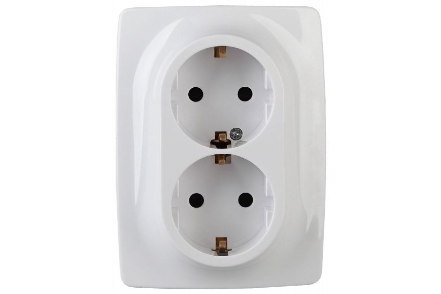 Розетка 2x2P+E Schuko со шторками Эра 12-2108-01 Б0036442