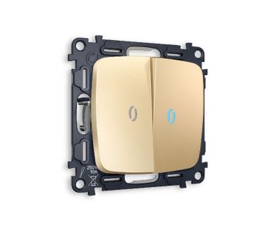 Комплект механизма 2-кл выключателя с подсветкой Ambrella Volt Omega MO604020