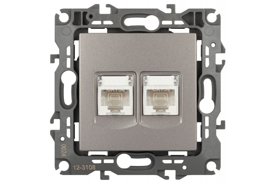 Розетка компьютерная двойная RJ45 Эра 12-3108-16 Б0065665