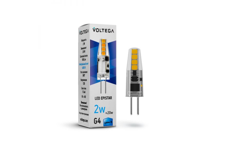 Лампа светодиодная Voltega G4 2W 4000K VG9-K1G4cold2W-12 7143
