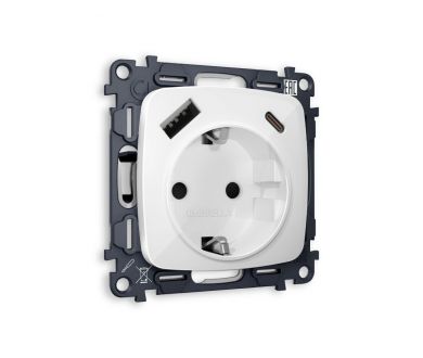 Комплект механизма электрической розетки USB A+C 20W Ambrella Volt Omega (OP1100, VM160) MO110010