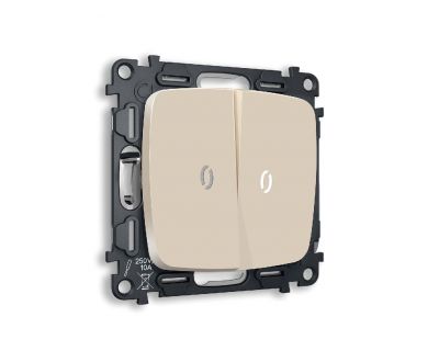 Комплект механизма 2-кл проходного выключателя с подсветкой Ambrella Volt Omega MO324035