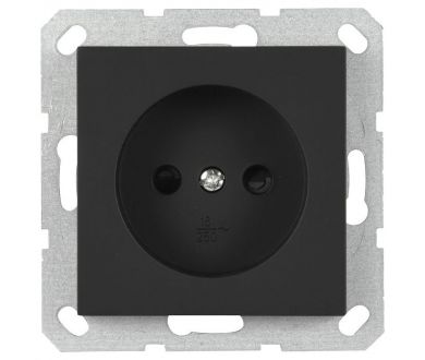 Розетка Jasmart без заземления с защитными шторками 16A 250V 2P черный матовый (soft touch) G5503PB