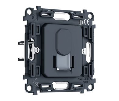 Механизм компьютерной розетки RJ-45 (8P8C) CAT6A экранированной с автоматической защитной шторкой QUANT PRO Ambrella Volt PR185