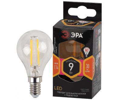 Лампа светодиодная Эра E14 9W 2700K F-LED P45-9w-827-E14 Б0047020